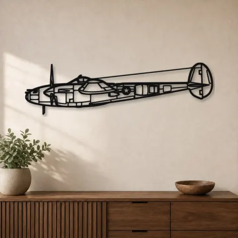 Silhouette d'avion en métal P-38L Lightning 1945, décoration murale aéronautique