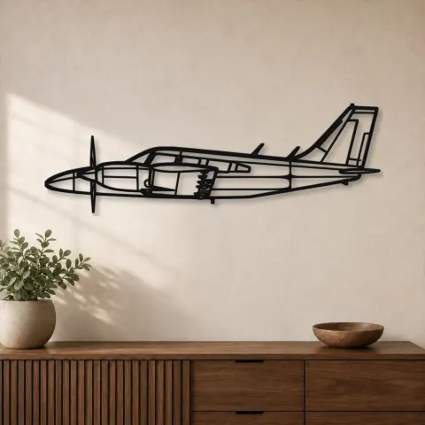 Silhouette d'avion PA-34-200T Seneca II en métal, Décoration murale en métal, Décor aéronautique, Décor d'aviation