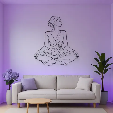 Vue alternative de Décoration murale en métal Lotus Assis Mode | Décor mural Figure de Mode