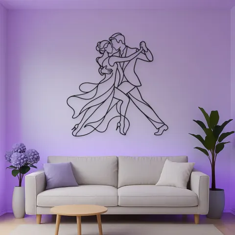 Vista alternativa de Arte Mural de Metal Abrazo Cercano de Tango | Decoración de Parejas