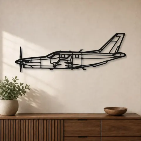 Silhouette d'avion TBM 960 en métal, Décoration murale en métal, Décor aéronautique, Décor d'aviation