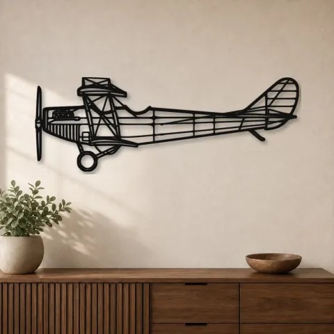 Silhouette en métal d'avion JN-4A, Décoration murale en métal, Décor aéronautique, Décor d'aviation