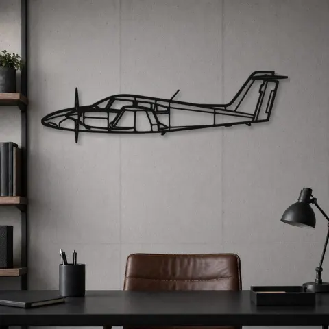 Vue alternative de Silhouette en métal d'avion PA-44 Seminole, Décoration murale en métal, Décor aéronautique, Cadeau pour aviateur