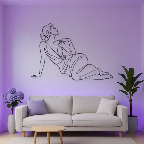 Liegende Mode Muse Metall-Wandkunst | Wanddekoration für Modefiguren alternative Ansicht