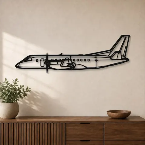 Silhouette en métal d'avion 340B Plus, décoration murale en métal, décoration aéronautique, cadeau pour pilote