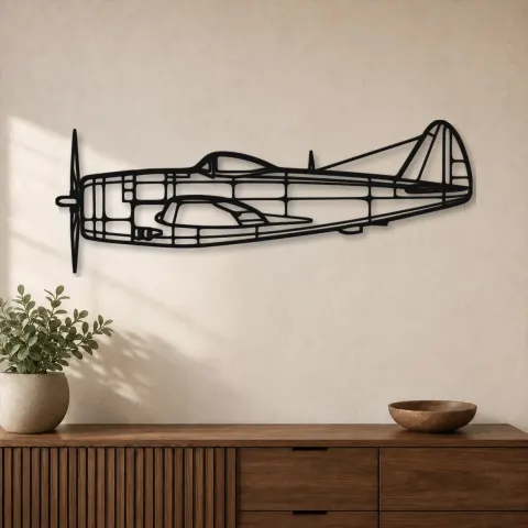 Silhouette d'avion en métal P-47D, décoration murale aéronautique