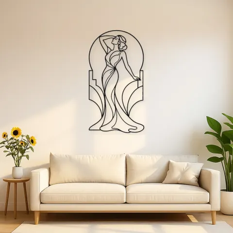 Art Deco Muse Metal Wall Art | Fashion Figure Wall Decor