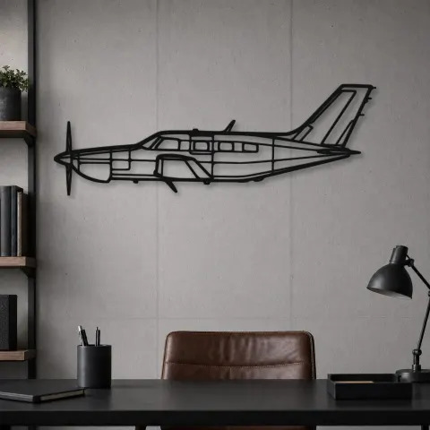 Vue alternative de Silhouette en métal d'avion PA-46-350P Malibu Mirage, Décoration murale en métal, Décor aéronautique, Cadeau pour aviateur