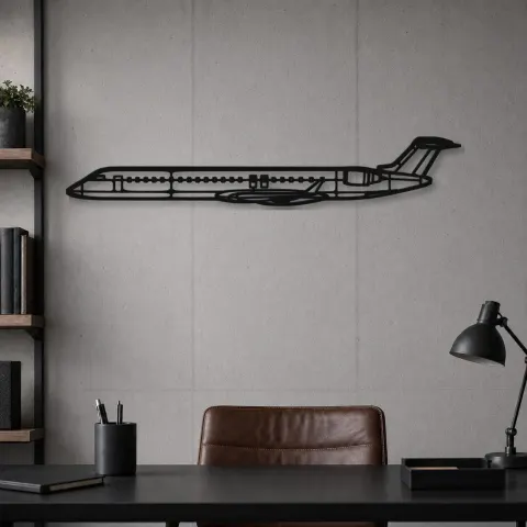 Vue alternative de Silhouette d'avion CRJ900 en métal, Décoration murale aéronautique