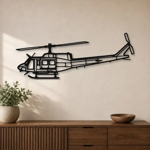 Silhouette d'avion Bell 212 en métal, Décoration murale en métal, Décor aéronautique, Cadeau pour aviateur