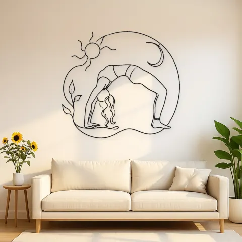Brückenpose Bogen Metall-Wandkunst | Yoga und Meditations Wanddeko