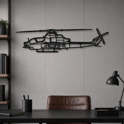 Vue alternative de Silhouette de l'hélicoptère AH-1Z Viper en métal, Décoration murale, Cadeau d'anniversaire, Silhouette d'avion