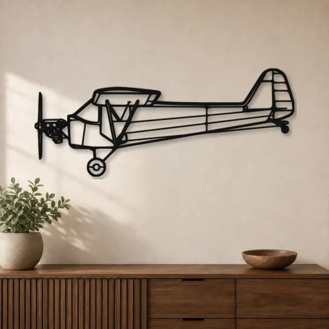 Silhouette en métal d'avion Piper J-3 Cub, Décoration murale en métal, Décor aéronautique, Cadeau pour aviateur