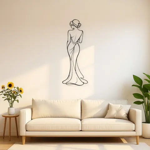 Elegante Rücken-Silhouette Metall-Wandkunst | Weibliche Figur Deko