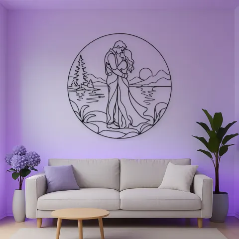 Personalisiertes Metallschild "Lakeside Embrace" | Romantische Paardekoration alternative Ansicht