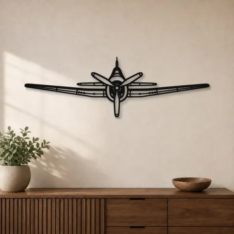Insegna in metallo silhouette dell'aereo F6F Hellcat Front, Silhouette di aerei in metallo, Decorazione da parete aviatore