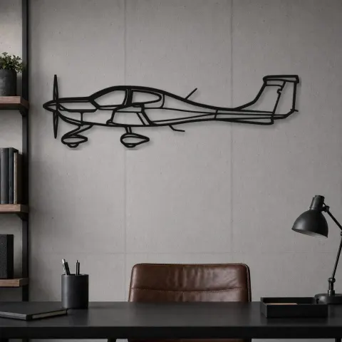 Vue alternative de Silhouette d'avion DA40 en métal, Décoration murale aéronautique