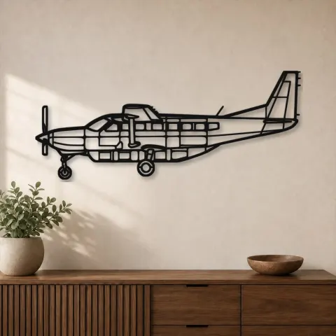 Silhouette en métal d'avion 208 Caravan, décoration murale en métal, décoration aéronautique, cadeau pour pilote