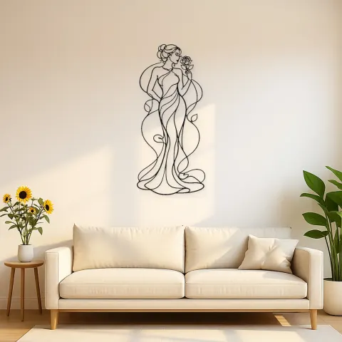 Stehende Rosen Muse Metallschild | Botanische Frauen Wanddekoration