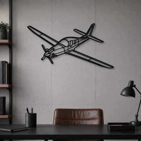 Vista alternativa di Insegna in metallo silhouette aereo Evolution Angle, Silhouette di aereo in metallo, Decorazione da parete aviatore