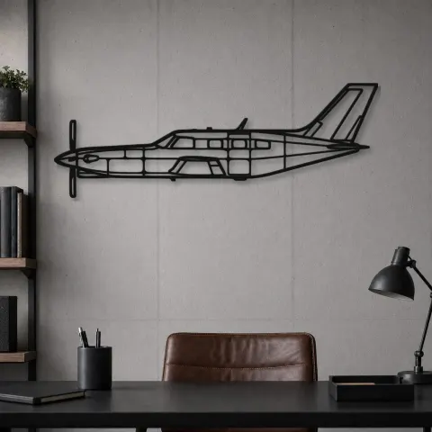 Vue alternative de Silhouette en métal d'avion PA-46 Malibu, Décoration murale en métal, Décor aéronautique, Cadeau pour aviateur
