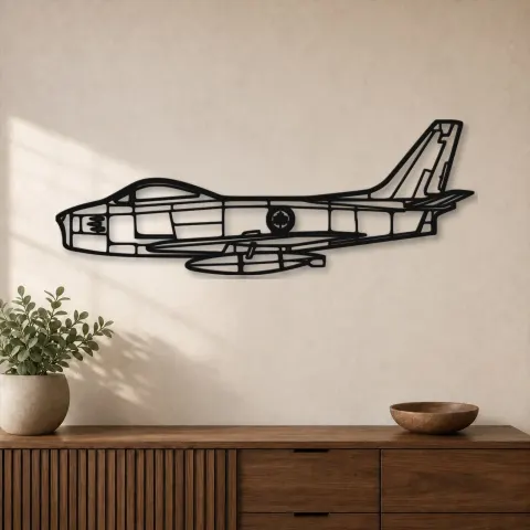 Insegna in metallo silhouette dell'aereo F86 Sabre Canada, Silhouette di aerei in metallo, Decorazione da parete aviatore