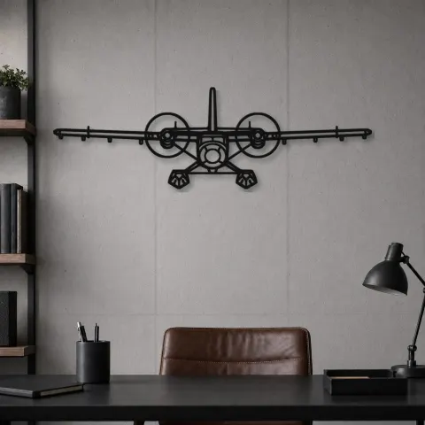 Vue alternative de Silhouette d'avion DHC-6 Twin Otter en métal, Décoration murale aéronautique