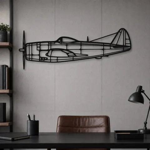 Vue alternative de Silhouette d'avion en métal P-47D, décoration murale aéronautique