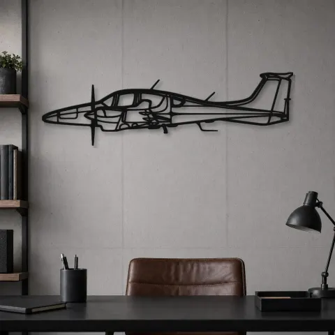 Vue alternative de Silhouette d'avion DA62 en métal, Décoration murale aéronautique