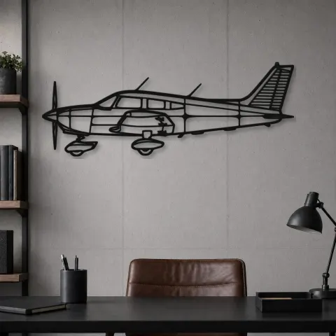 Vue alternative de Silhouette d'avion PA-28 Warrior en métal, Décoration murale en métal, Décor aéronautique, Décor d'aviation