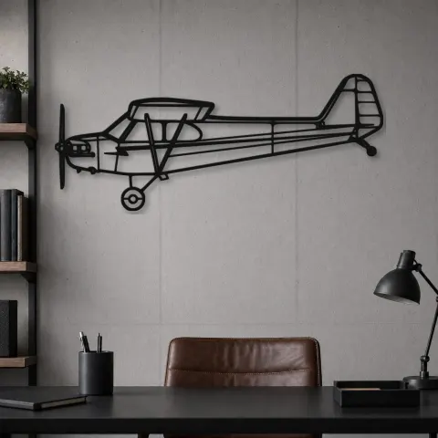 Vue alternative de Silhouette en métal d'avion J-3 Cub, Décoration murale en métal, Décor aéronautique, Décor d'aviation
