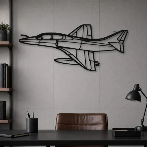 Vue alternative de Silhouette d'avion TA-4J Skyhawk Angle en métal, Décoration murale en métal, Décor aéronautique, Décor d'aviation