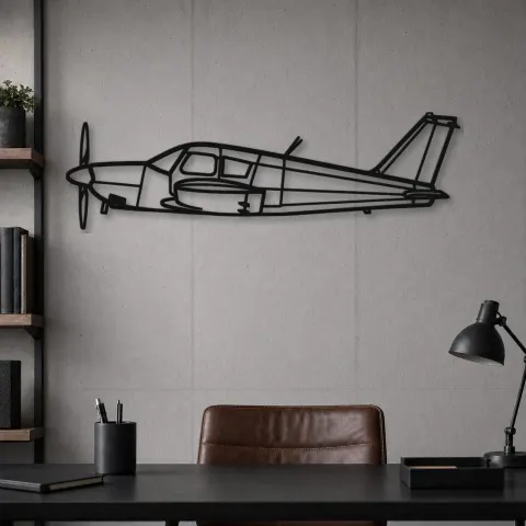 Vue alternative de Silhouette d'avion PA-28 Cherokee en métal, Décoration murale en métal, Décor aéronautique, Décor d'aviation