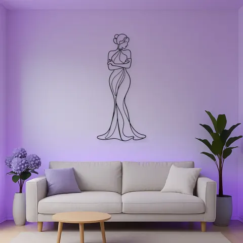 Vista alternativa di Insegna in Metallo Musa con Braccia Incrociate | Decorazione da Parete Figura Femminile