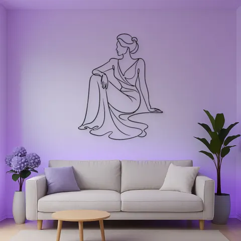 Vista alternativa de Cartel de metal vestido sentado fluido | Decoración mural figura de moda