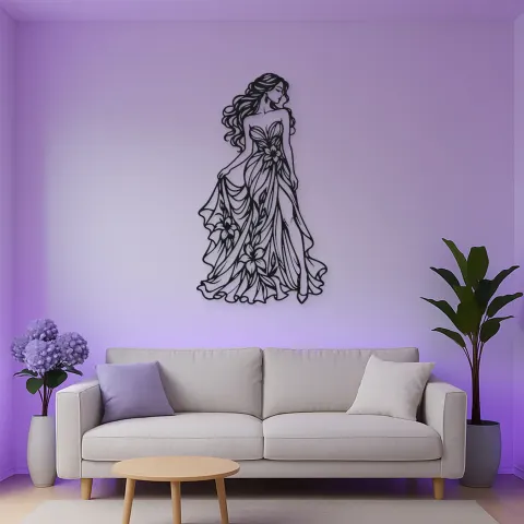 Blumen-Kleid Muse Metall-Wandkunst | Botanische Frauen Deko alternative Ansicht