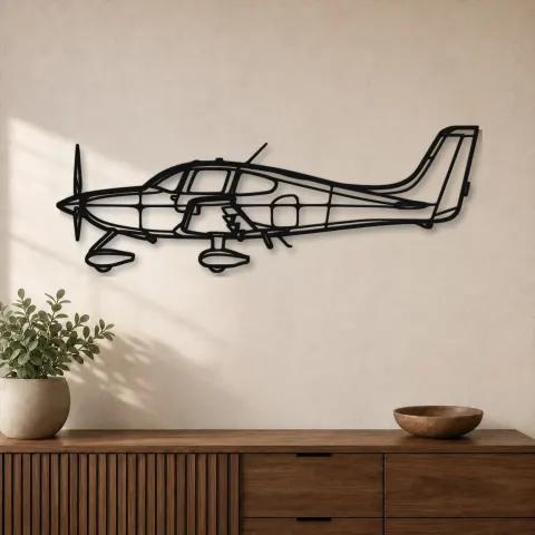 Silhouette d'avion SR22 en métal, Décoration murale en métal, Décor aéronautique, Décor d'aviation