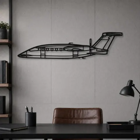 Vue alternative de Silhouette d'avion en métal P-180 Avanti, décoration murale aéronautique