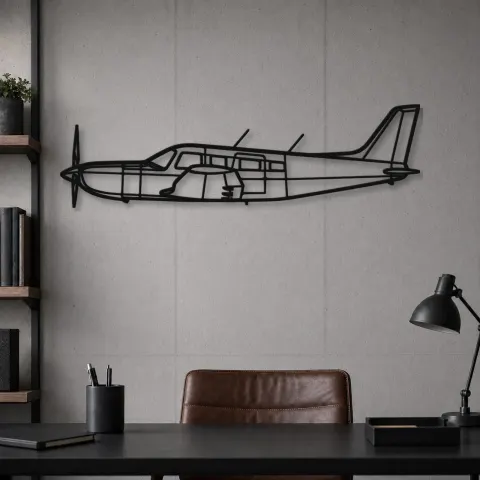 Vue alternative de Silhouette d'avion PA-32R-301 Saratoga HP II en métal, Décoration murale en métal, Décor aéronautique, Décor d'aviation
