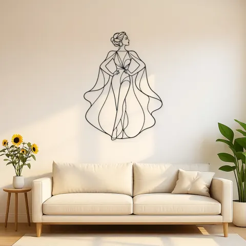 Décoration murale en métal Modèle Cape de Soie | Décor mural figure de mode
