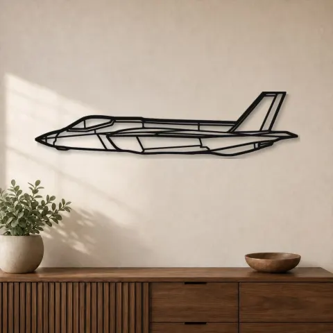 Insegna in metallo silhouette aereo F35C Lightning II, Silhouette di aerei in metallo, Decorazione murale di aviazione, Decorazione per aviatori