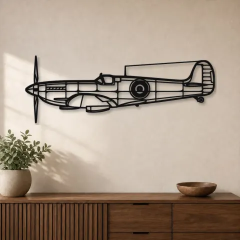 Silhouette d'avion Spitfire MK IX ALT en métal, Décoration murale en métal, Décor aéronautique, Décor d'aviation