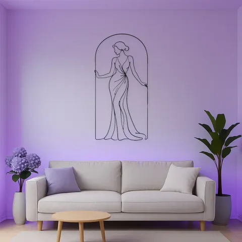 Elegante Bogen-Silhouette Metall-Wandkunst | Modefigur Wanddekoration alternative Ansicht