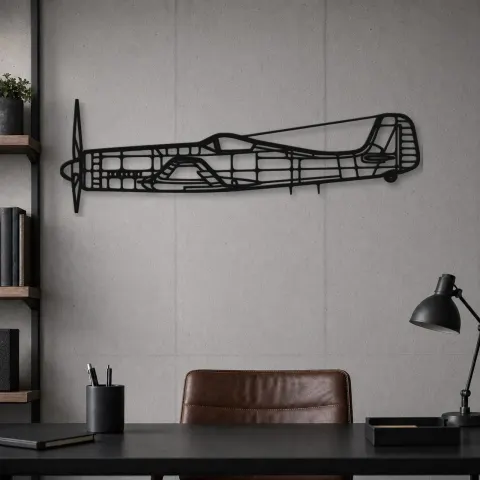 Vue alternative de Silhouette d'avion Ta-152H-1 en métal, Décoration murale en métal, Décor aéronautique, Décor d'aviation