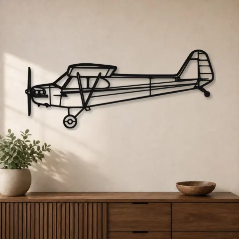 Silhouette en métal d'avion J-3 Cub, Décoration murale en métal, Décor aéronautique, Décor d'aviation