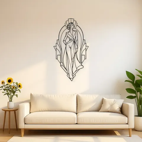 Art Deco Laufsteg Muse Metall-Wandkunst | Modefigur Wanddekoration