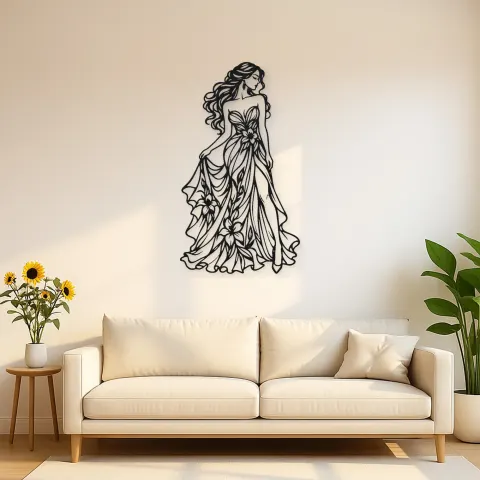 Blumen-Kleid Muse Metall-Wandkunst | Botanische Frauen Deko