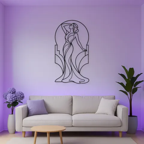 Art Deco Muse Metal Wall Art | Fashion Figure Wall Decor alternate view