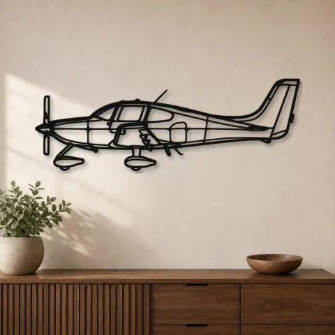 Silhouette d'avion SR22T GTS en métal, Décoration murale en métal, Décor aéronautique, Décor d'aviation