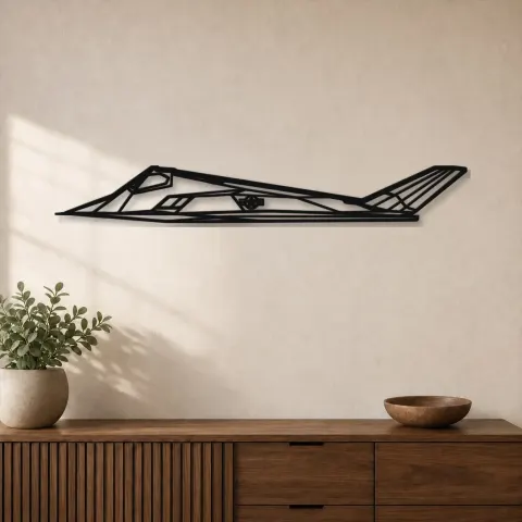 Silhouette di aereo F-117 Nighthawk in metallo, Insegna in metallo per aerei, Decorazione da parete aviatore